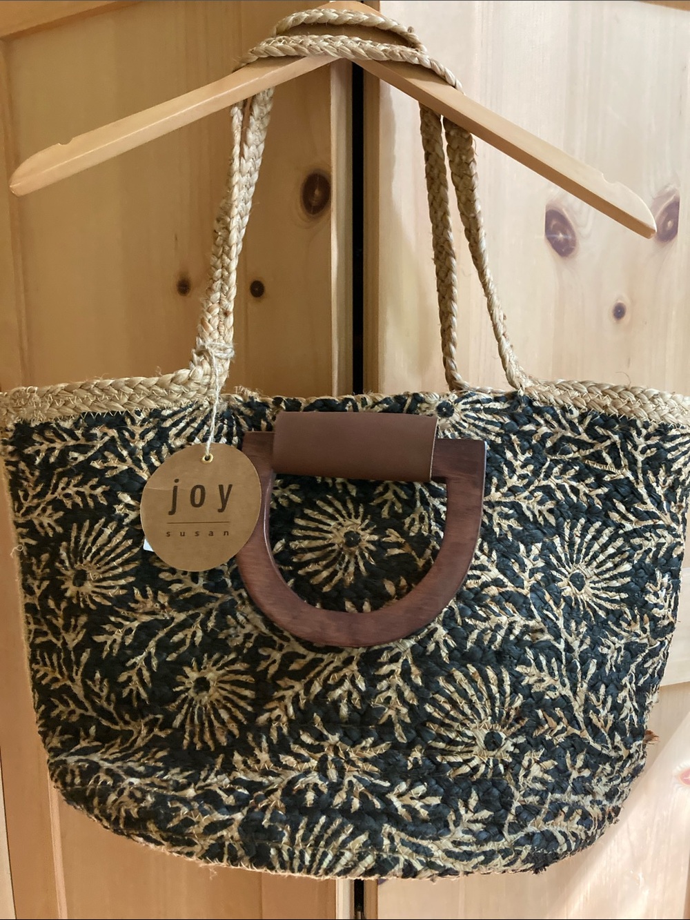 Joy Susan Calypso Jute Wood Handled Tote